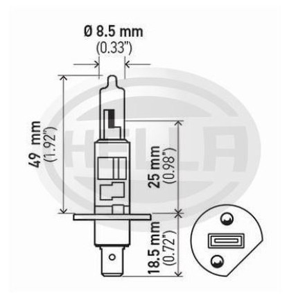 LÂMPADA H1 24V 70W IODO - LUZ ALTA DOUBLE POWER HELLA HEH124VDP