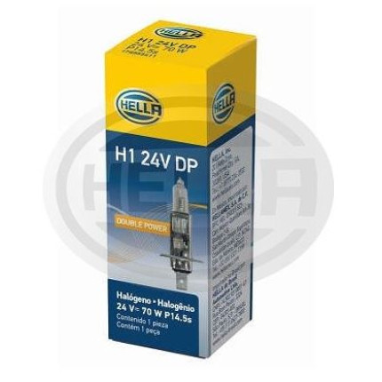 LÂMPADA H1 24V 70W IODO - LUZ ALTA DOUBLE POWER HELLA HEH124VDP