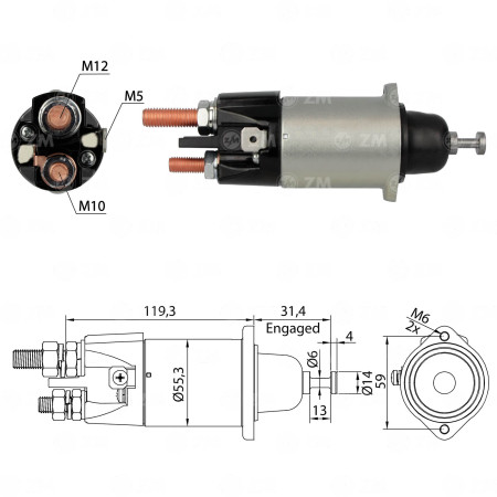 AUTOMATICO COMPATÍVEL MITSUBISHI 24V MB ATRON/AXOR - FIX LATERAL M12 ZM3898