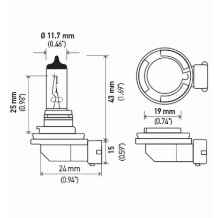 LÂMPADA H8 12V 35W - FAROL MILHA HELLA HEH8