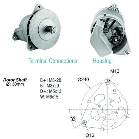 ALTERNADOR COMPATÍVEL BOSCH 24V 140A ONIBUS MB/ K113 113K 92> - L.D (POLIA SIMPLES) ZM9010412