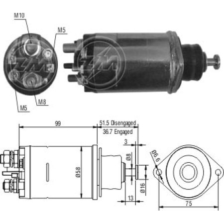 AUTOMATICO COMPATÍVEL DELCO 28MT 12V CASE/HYSTER *C/RETORNO ZM808