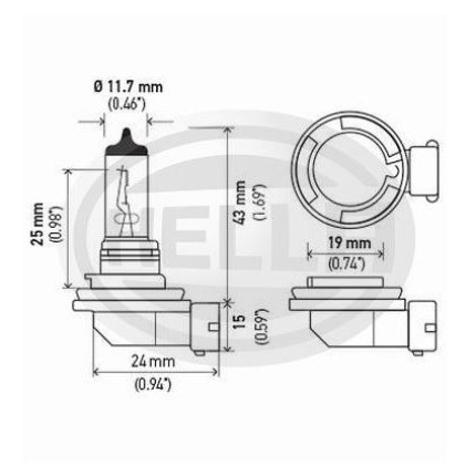 LÂMPADA H9 12V 65W HELLA HEH9
