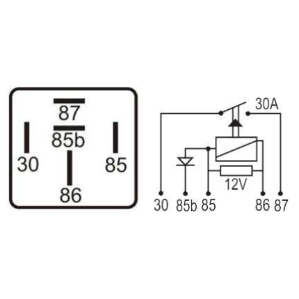 RELE AUXILIAR COMPATÍVEL 12V 30A 5T LARANJA - VENTILADOR/RADIADOR GM DNI0107