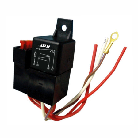 RELE AUXILIAR COMPATÍVEL12V 40A 4T C/SUPORTE+PORTA FUSIVEL+CHICOTE DNI0110