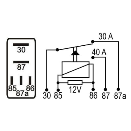 MINI RELE AUXILIAR COMPATÍVEL 12V 20A/30A 5T - MARROM REVERSOR UNIV. DNI0134