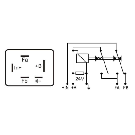 RELE AUXILIAR COMPATÍVEL COMUTADOR FAROL ALTO/BAIXO 24V 150W 5T DNI0208