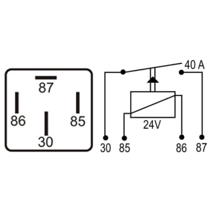 RELE AUXILIAR COMPATÍVEL 24V 40A 4T C/SUPORTE DNI0212