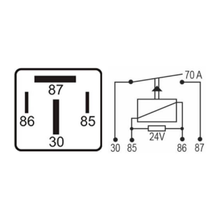 RELE AUXILIAR COMPATÍVEL 24V 70A 4T DNI0221