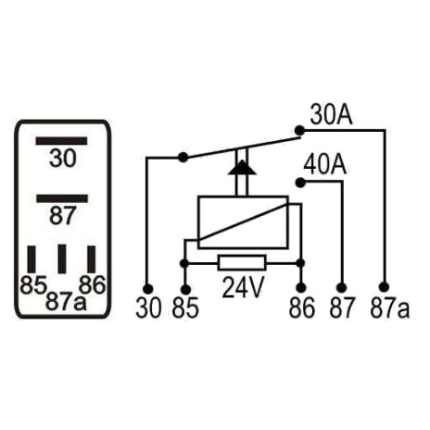 MINI RELE COMPATÍVEL AUXILIAR 24V 40/30A 5T DNI0226