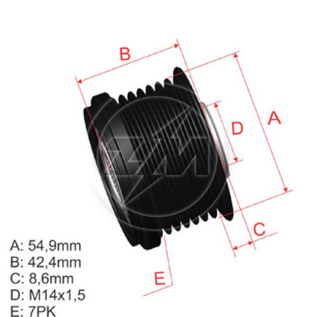 POLIA RODA LIVRE 7PK-55-M14 COMPATÍVEL DENSO TOYOTA CAMRY/RAV 4 ZM9600513