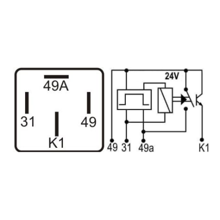 RELE PISCA COMPATÍVEL 24V 4T 500W C/SUPORTE DNI0424S4