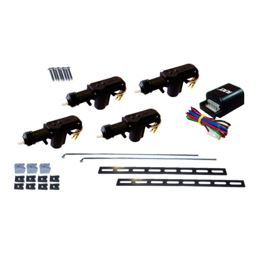 TRAVA ELETRICA COMPATÍVEL 12V KIT P/4 PORTAS UNIVERSAL 1 MESTRE + 3 ESCRAVAS DNI2023