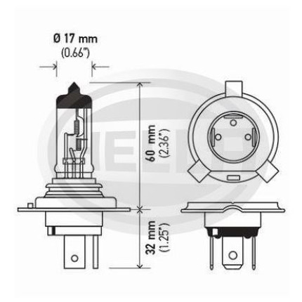 LÂMPADA H4 12V 35/35W BI-IODO MOTO - ALTA/BAIXA HELLA HEH435W