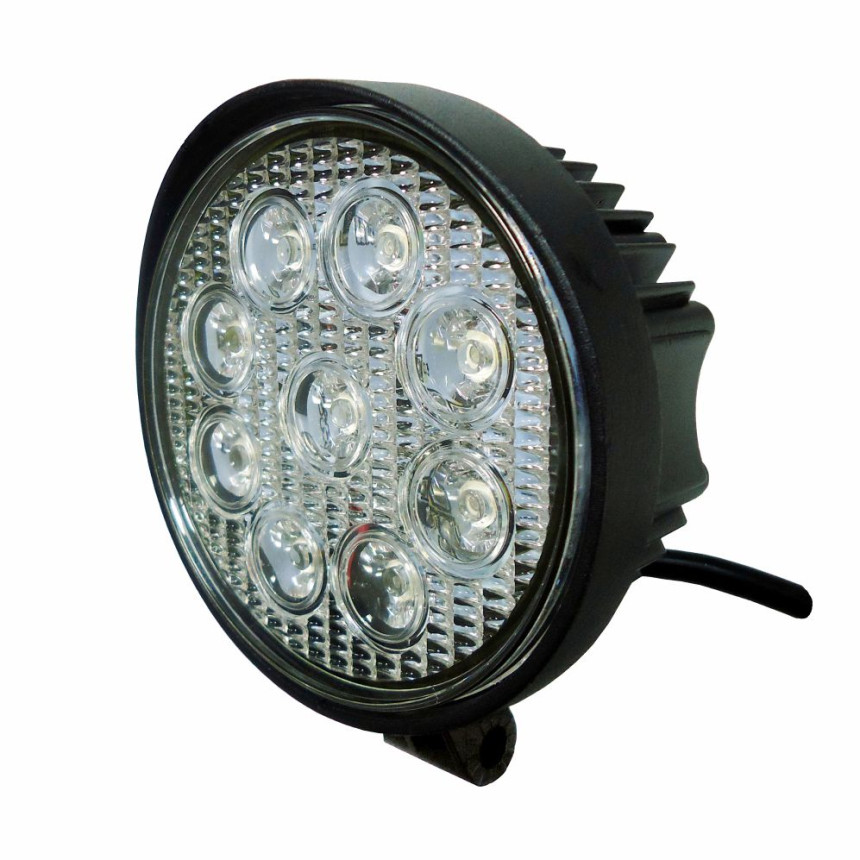 FAROL LED REDONDO MEDIO COMPATÍVEL 27W BI-VOLT 9LEDS - REFORCADO DIAM:12CM DNI4161