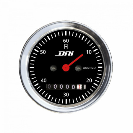 HORIMETRO 52MM COMPATÍVEL 12/24V C/PONTEIRO C/ILUMINACAO VERM - ARO CROMADO DNI4504