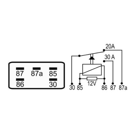 MINI RELE AUXILIAR COMPATÍVEL 12V 5T AGULHA 30/20A CATERP/BLAZER/S10 DNI8112