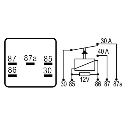 RELE AUXILIAR COMPATÍVEL 12V 5T 40/30A AGULHA S10/BLAZER/SILVERADO DNI8119