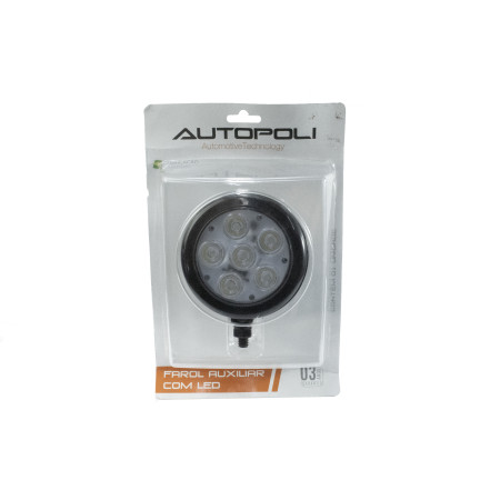 FAROL LED REDONDO 12/24V 6W BRANCO DIAM:8,5CM 6LEDS
