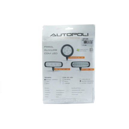 FAROL LED REDONDO 12/24V 6W BRANCO DIAM:8,5CM 6LEDS