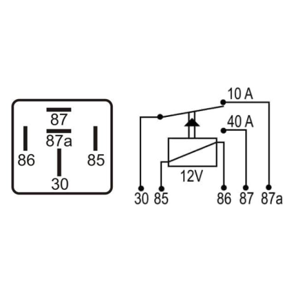 RELE AUXILIAR COMPATÍVEL 12V 40/10A 5T - REVERSOR CLIO/XSARA DNI0140
