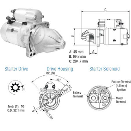 MOTOR PARTIDA COMPATÍVEL PRESTOLITE M93R 12V 10D CARGO - LD DIR ZM8048001