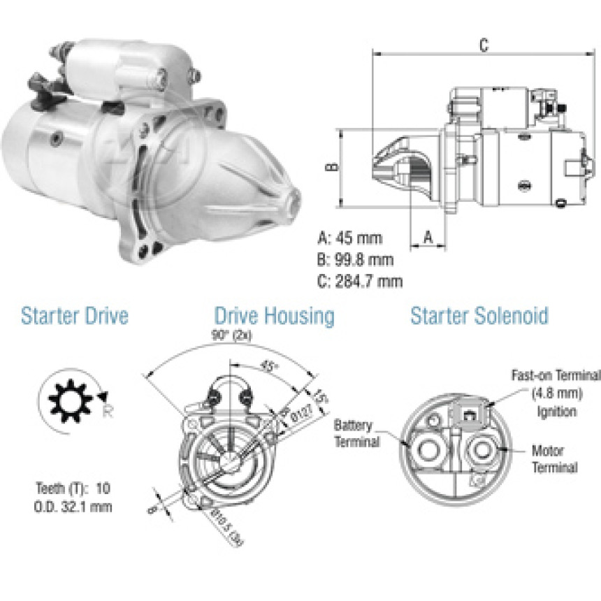 MOTOR PARTIDA COMPATÍVEL PRESTOLITE M93R 12V 10D CARGO - LD DIR ZM8048001