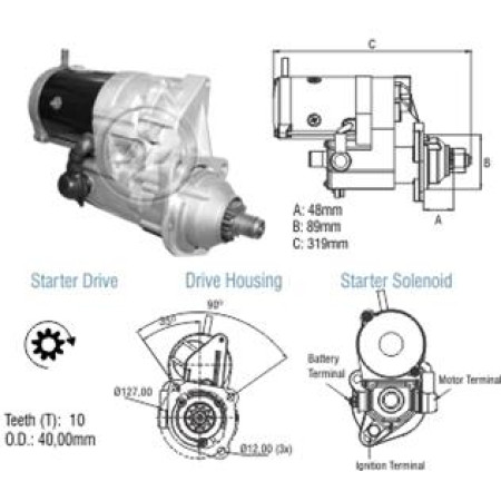 MOTOR PARTIDA COMPATÍVEL DENSO-GR 24V 10D CASE/KOMATSU//VOLVO 3F-L.E-LISO ZM8014102