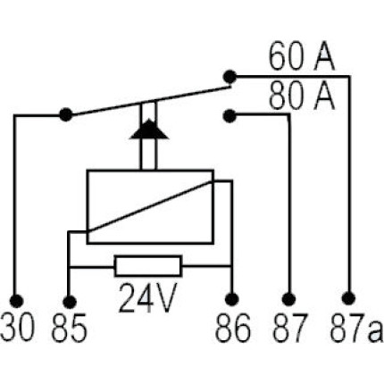 RELE AUXILIAR COMPATÍVEL 24V 80/60A 5T CAMINHOES/MAQUINAS DNI8222