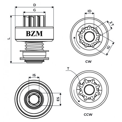 IMPULSOR PARTIDA COMPATÍVEL VALEO 9D SANDERO/C3/PEUGEOT 207 *TRAVA INTERNA BZM1755