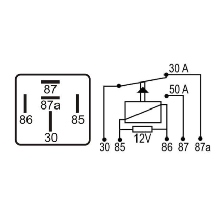 RELE AUXILIAR COMPATÍVEL 12V 5T 50/30A REVERSOR CATERPILLAR/JOHN DEERE/CASE/NEW HOLAND DNI8115