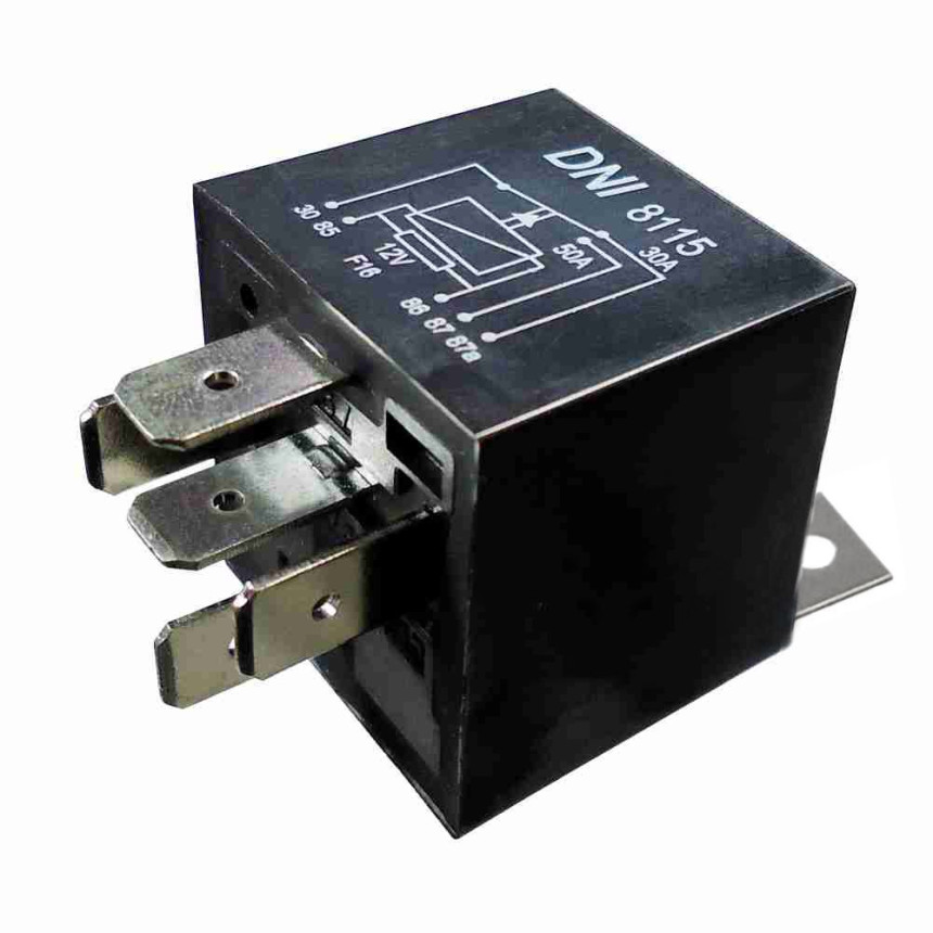 RELE AUXILIAR COMPATÍVEL 12V 5T 50/30A REVERSOR CATERPILLAR/JOHN DEERE/CASE/NEW HOLAND DNI8115