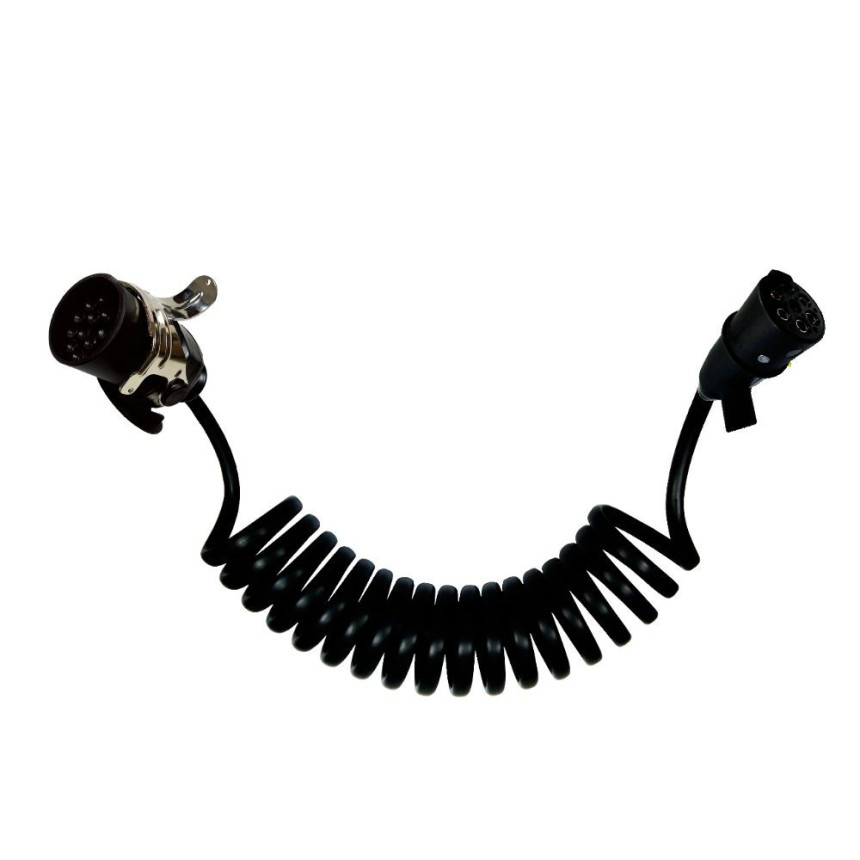 CHICOTE ESPIRAL CARRETA COMPATÍVEL 7X15POLOS MACHO 5.5M BIVOLT CAMINHAO C/2 TOMADAS MACHO DNI8365
