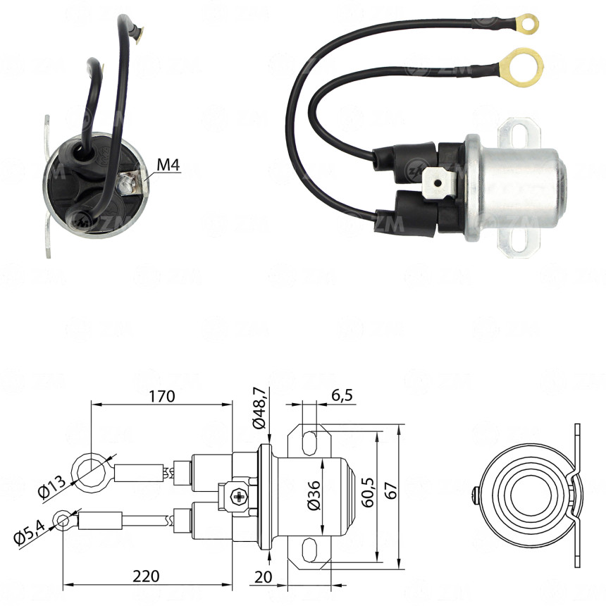AUTOMATICO AUXILIAR COMPATÍVEL DELCO 37MT/41MT 24V - C/CABOS ZM7408