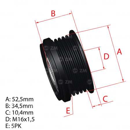 POLIA RODA LIVRE 5PK-53 COMPATÍVEL BOSCH MB CLASSE/CLA/GLA 5732 ZM9600115