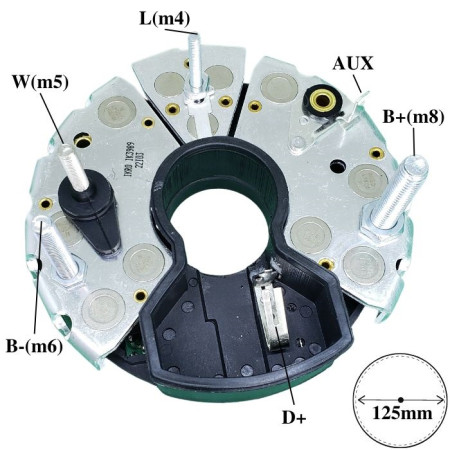 PLACA DIODO COATÍVEL BOSCH-8 ONIBUS MB/VOLVO 28V G1989 G1995 IK3989
