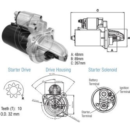 MOTOR PARTIDA COMPATÍVEL BOSCH JF 12V 10D C/RED MB/CARGO 32MM-ESQ ZM8013205