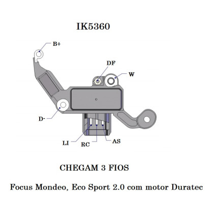 REGULADOR COMPATÍVEL VISTEON FOCUS/ECOSPORT/MONDEO - 3 FIOS *CENTRAL G360 IK5360