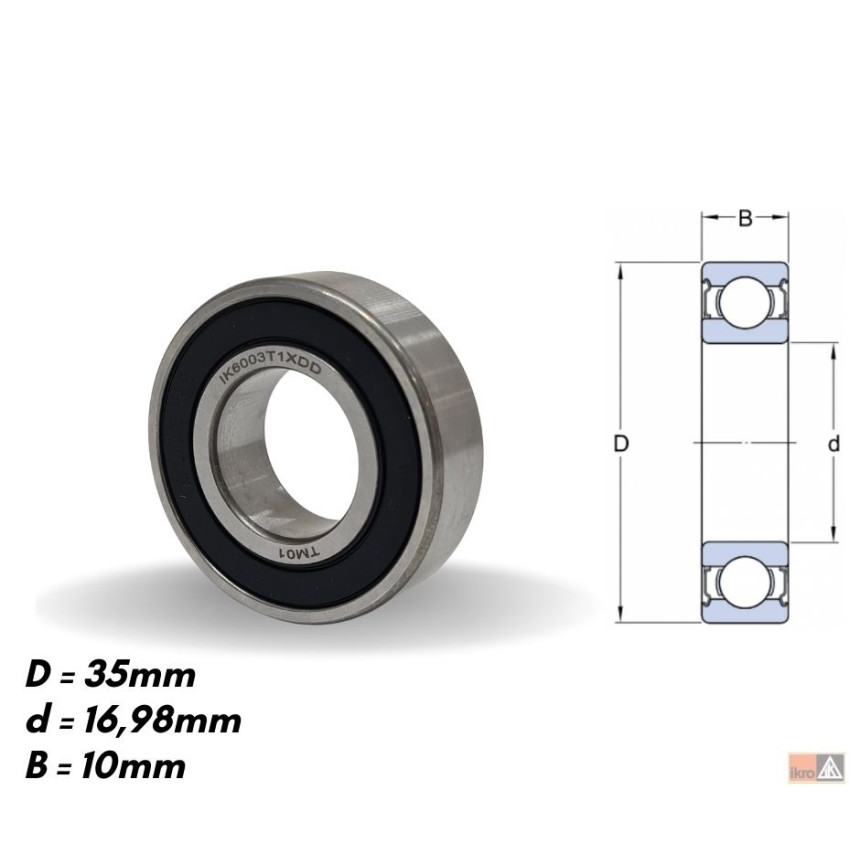 ROLAMENTO COMPATÍVEL 6003DW 16,98X35X10 ALT MARELLI IK6003T1XDDGA36 IK6003T1