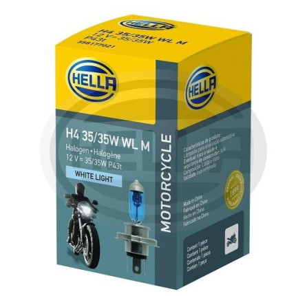 KIT LÂMPADA H4 12V 60/55W BI-IODO - ALTA/BAIXA SUPER BRANCA HELLA HEH4WL