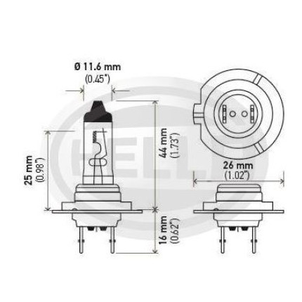 KIT LÂMPADA H7 12V 55W IODO - LUZ BAIXA SUPER BRANCA HELLA HEH7WL