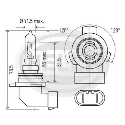 LÂMPADA 9012 HIR2 12V 55W LONG LIFE HELLA HE9012LL