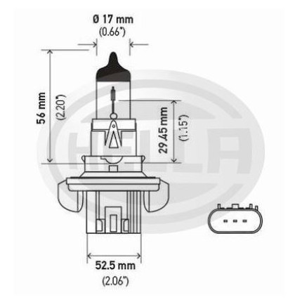 LÂMPADA H13 12V 65/55W - BASE RETA CAMARO/SENTRA HELLA HEH13