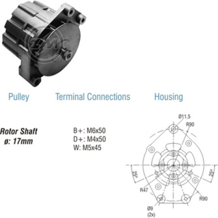 ALTERNADOR COMPATÍVEL BOSCH 24V 45A VOLVO (SEM POLIA) ZM9010201