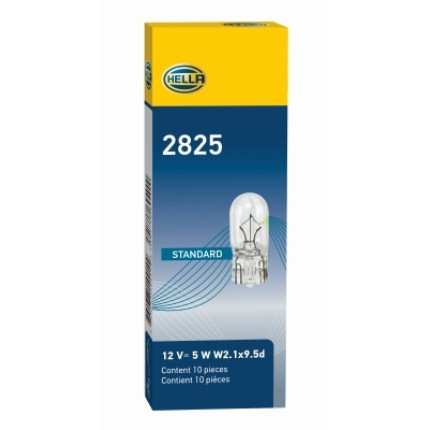 LÂMPADA PINGÃO 2821/2825 12V 5W - BASE VIDRO AVULSA 10PC HELLA HE2825