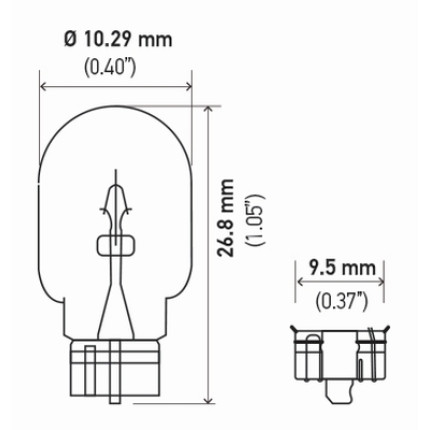 LÂMPADA PINGÃO 2821/2825 12V 5W - BASE VIDRO AVULSA 10PC HELLA HE2825