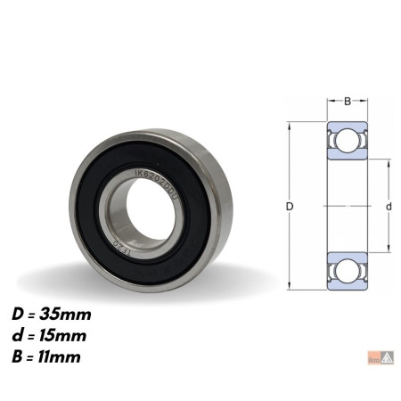 ROLAMENTO COMPATÍVEL 6202 15X35X11 DINAMO/ALT VALEO IK6202DDU