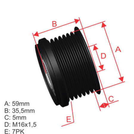 POLIA RODA LIVRE 7PK-59 COMPATÍVEL BOSCH TRANSIT 5403 ZM9600072
