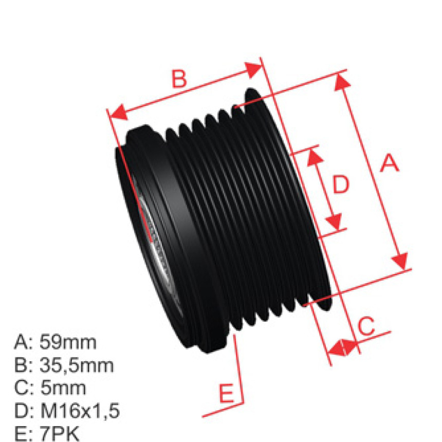 POLIA RODA LIVRE 7PK-59 COMPATÍVEL BOSCH TRANSIT 5403 ZM9600072