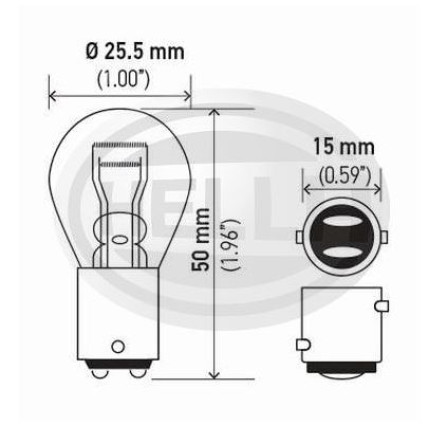 LÂMPADA 1034 12V 21/5W 2POLOS DESENCONTRADA 10PC HELLA HE7528